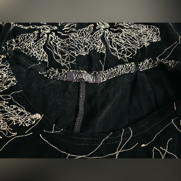 New Vikki Bi Top Black Beige Floral Pattern Sleeveless size OX made in USA - Picture 7 of 16